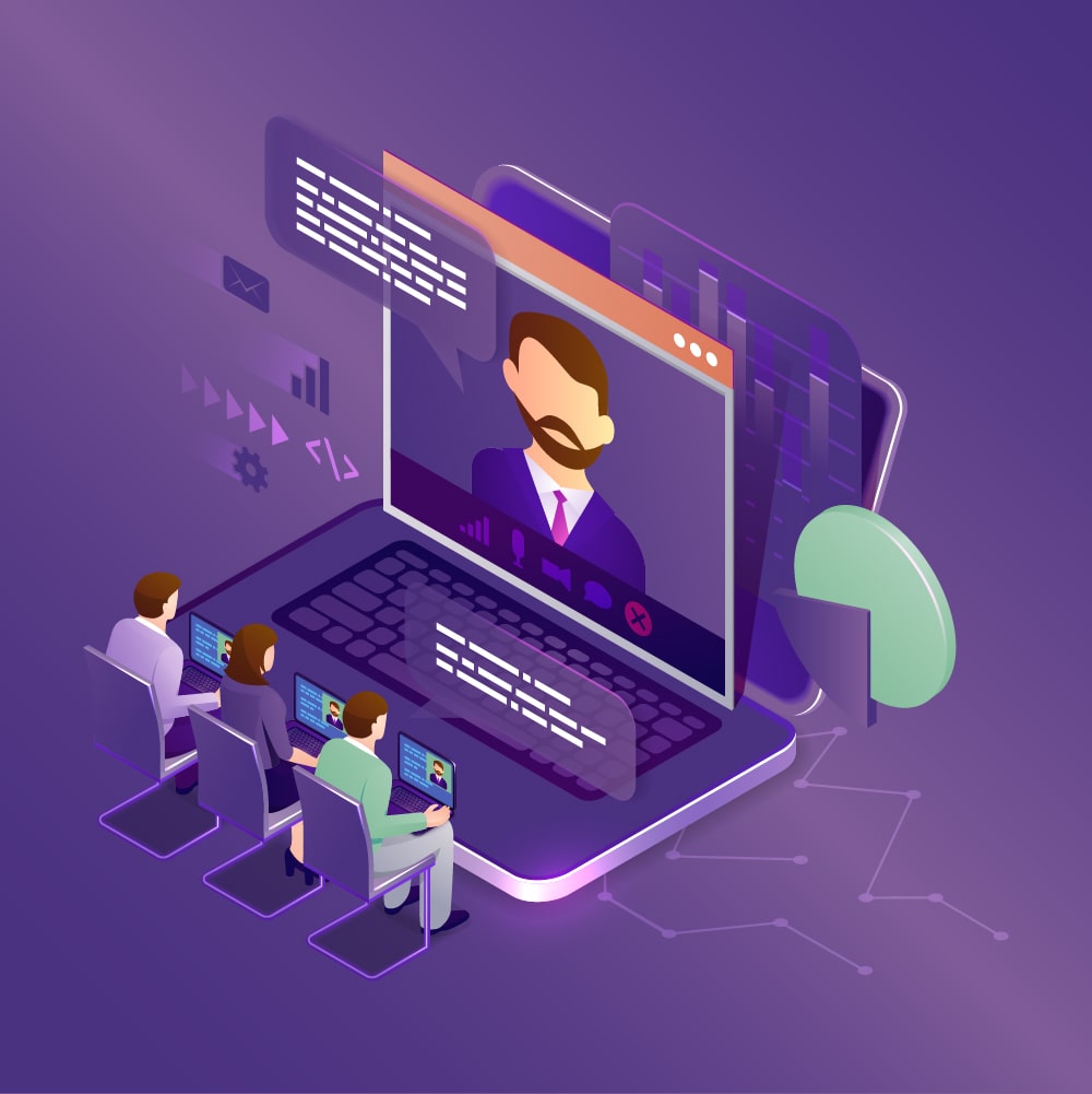 isometric graphic of a video call